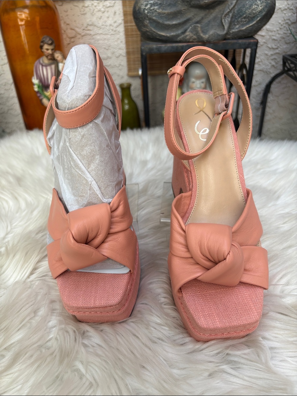 Platform Ankle-Strap Sandal in Coral Pink - Picture 2 of 4
